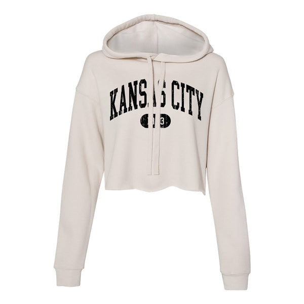 Collegiate Kansas City Crop Fleece Hoodie (Dust)