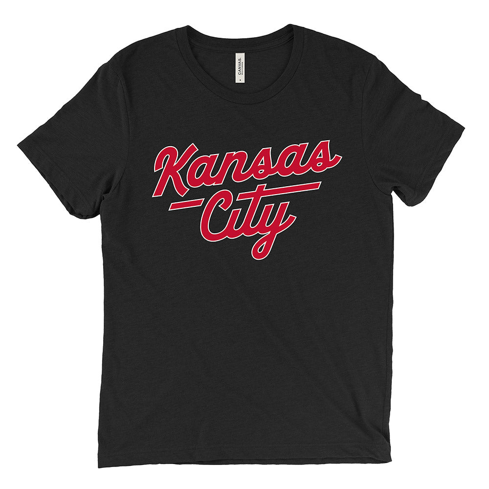 Athletic Script Tee (Charcoal/Red)