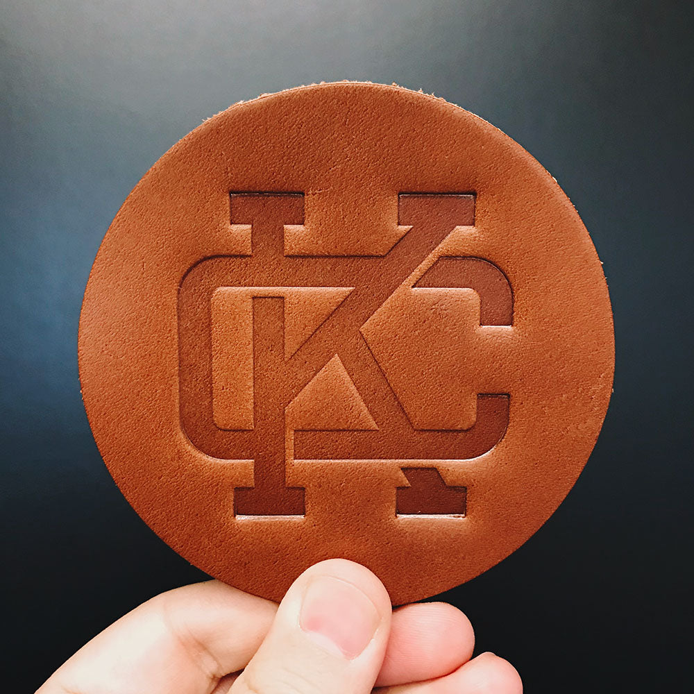 Monogram KC Leather Coaster