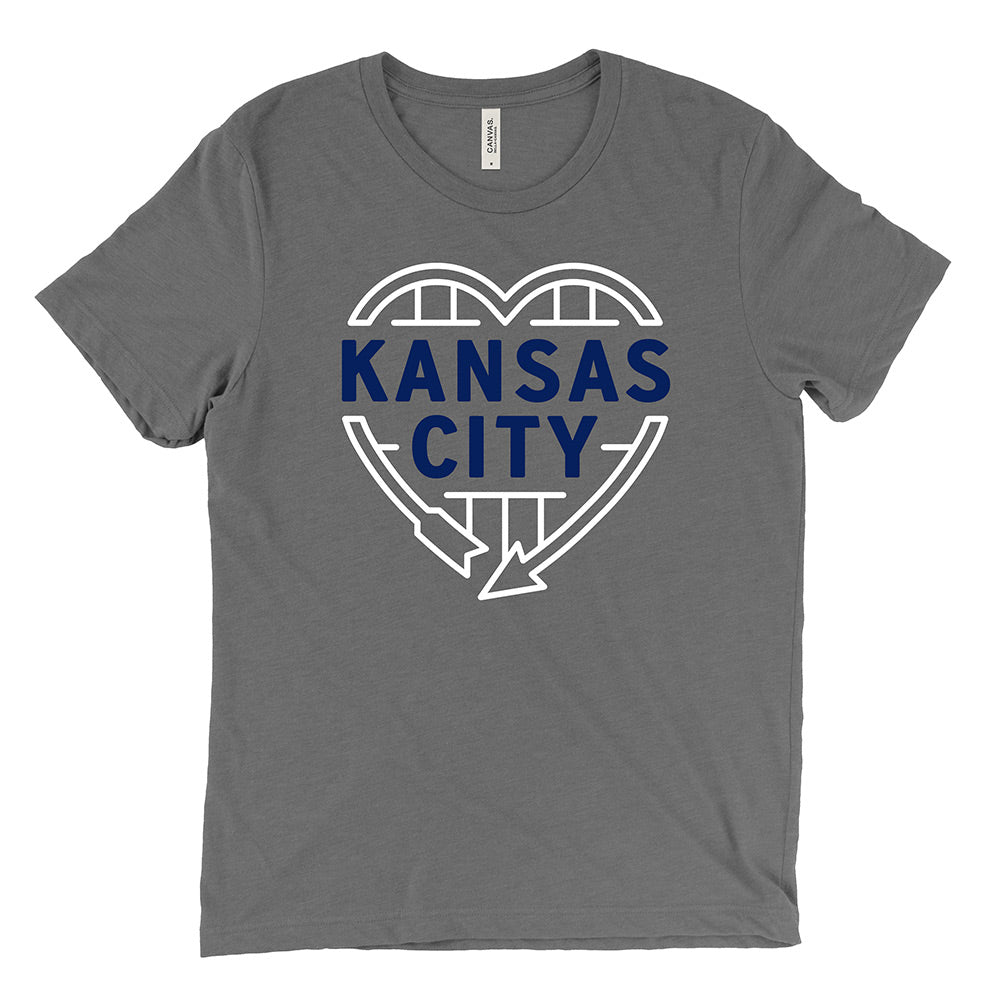 Kansas City Heart Sign Tee (Grey/Navy)