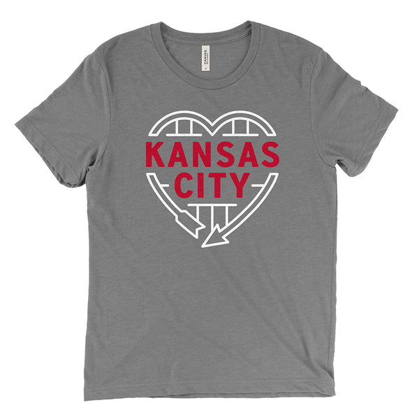 Kansas City Heart Sign Tee (Grey/Red)